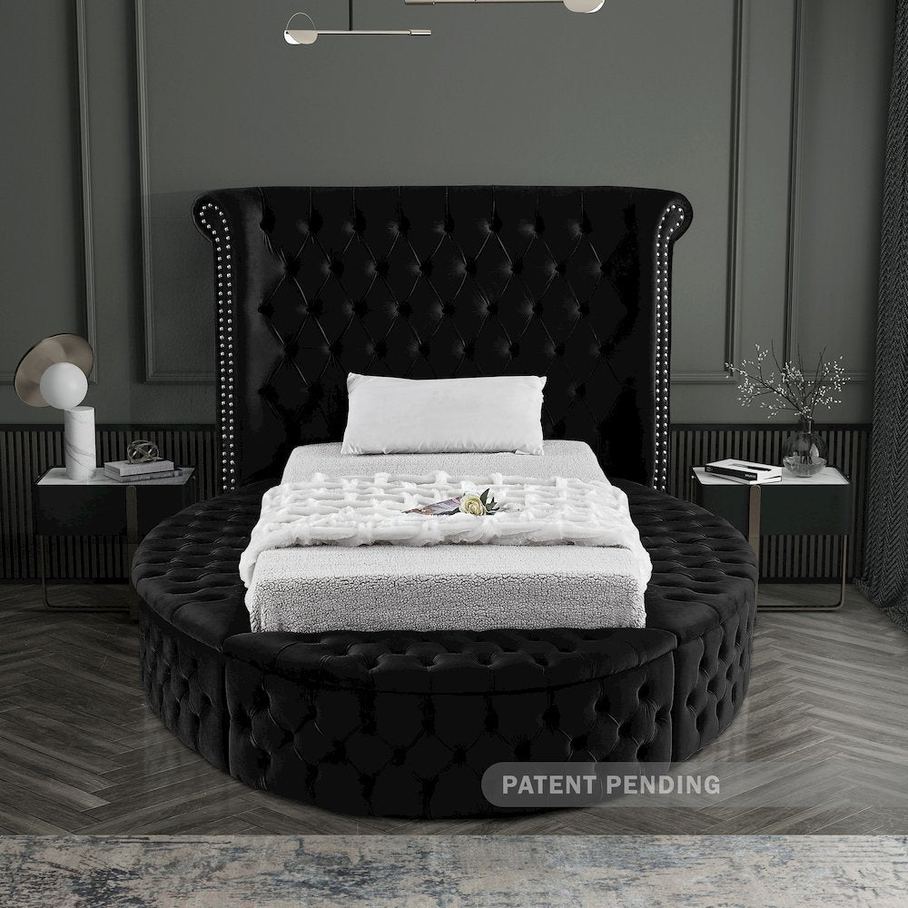 Luxus Black Velvet Twin Bed
