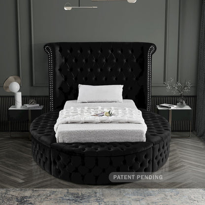Luxus Black Velvet Twin Bed