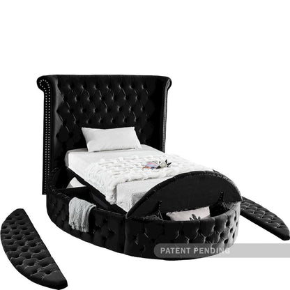Luxus Black Velvet Twin Bed