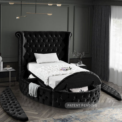 Luxus Black Velvet Twin Bed