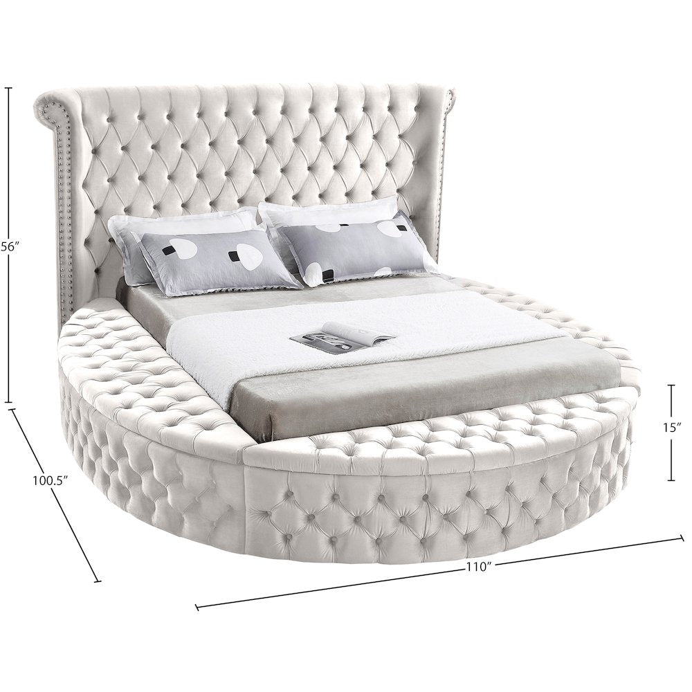 Luxus Cream Velvet King Bed