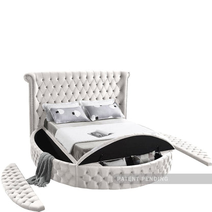 Luxus Cream Velvet Queen Bed