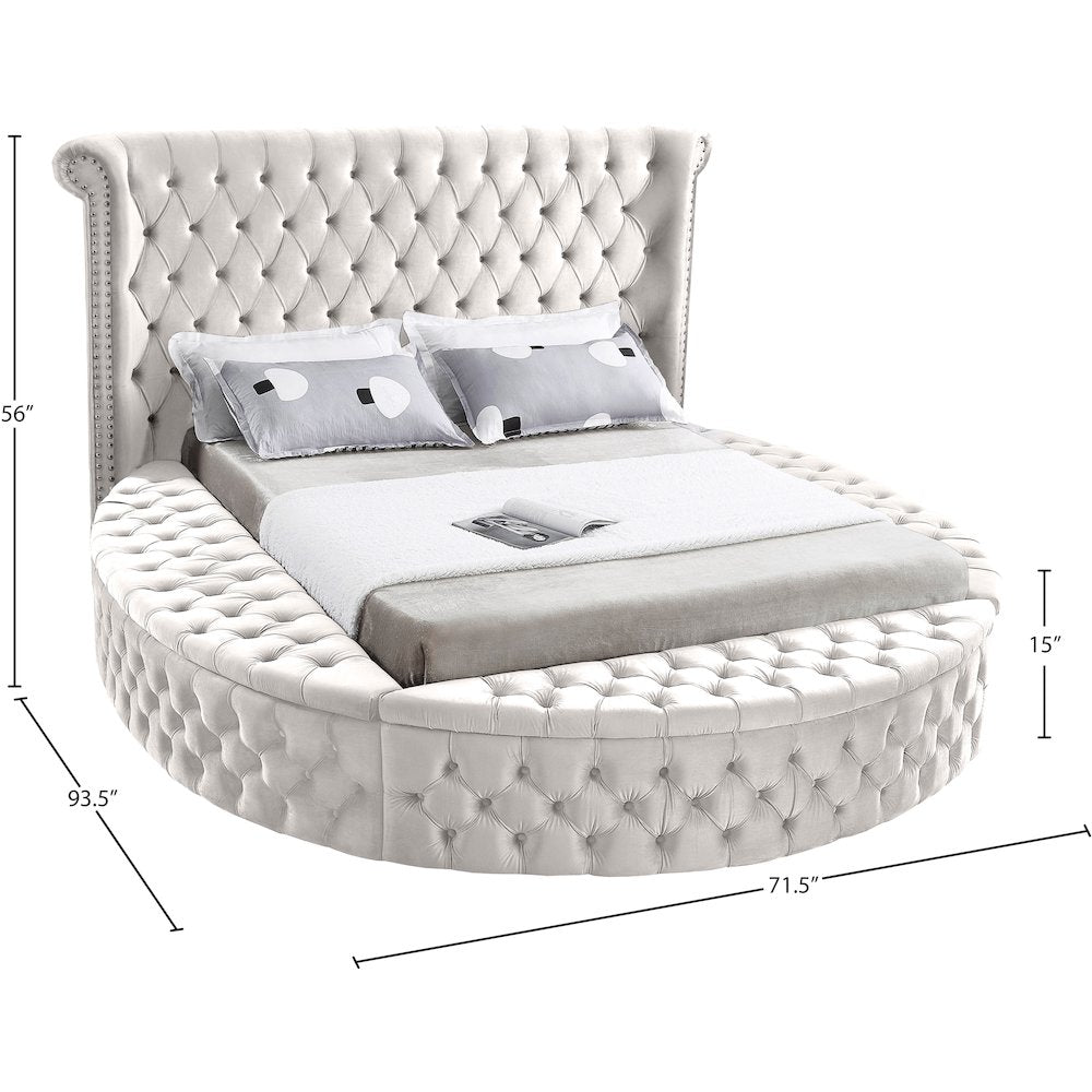 Luxus Cream Velvet Twin Bed