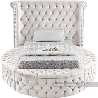 Luxus Cream Velvet Twin Bed