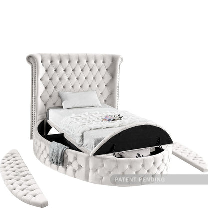 Luxus Cream Velvet Twin Bed