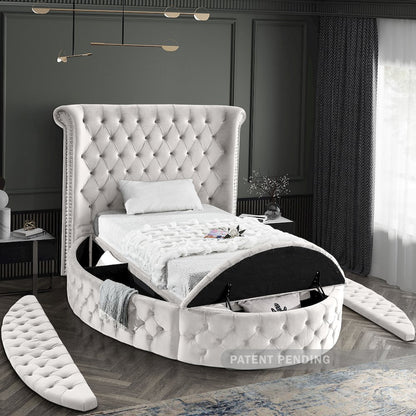 Luxus Cream Velvet Twin Bed