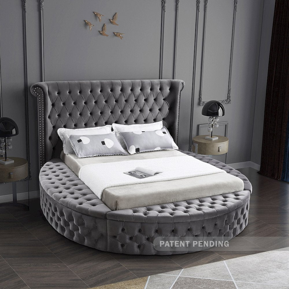 Luxus Grey Velvet King Bed