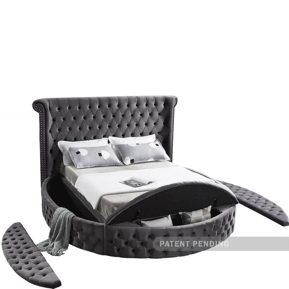 Luxus Grey Velvet King Bed