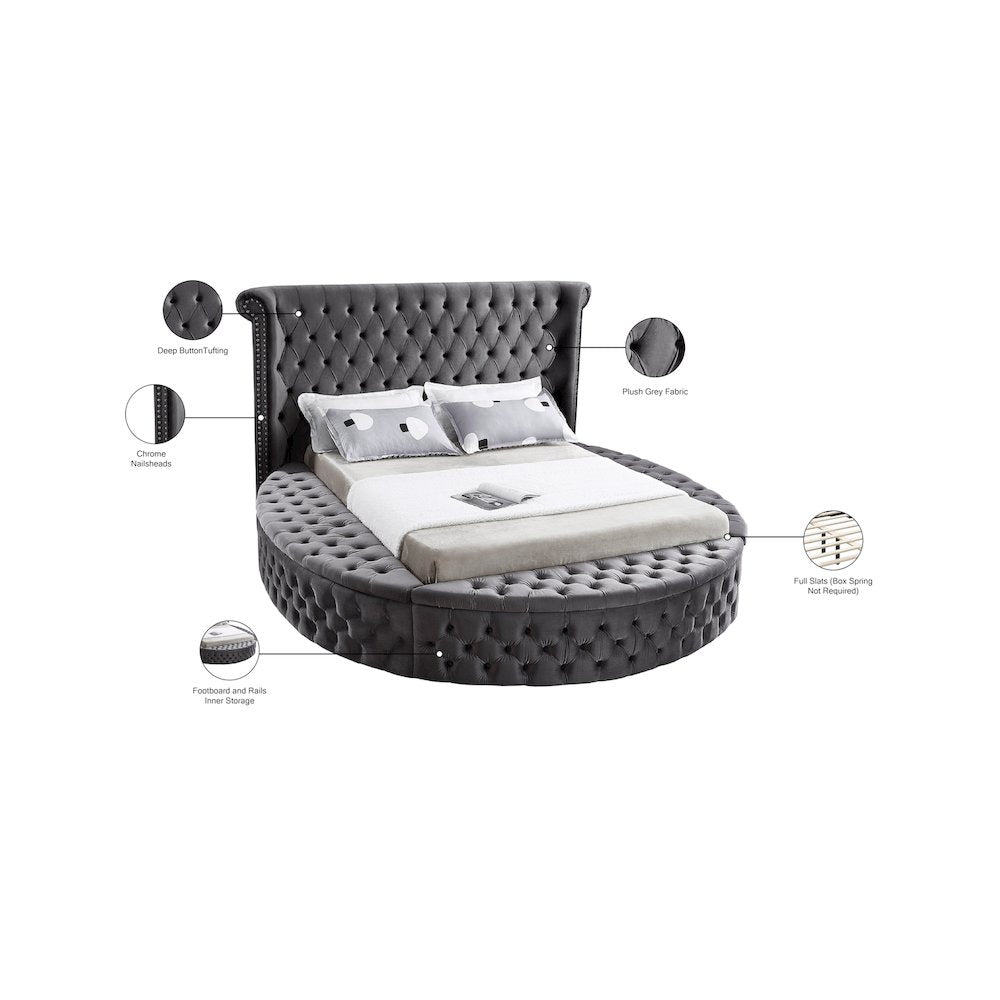 Luxus Grey Velvet Queen Bed
