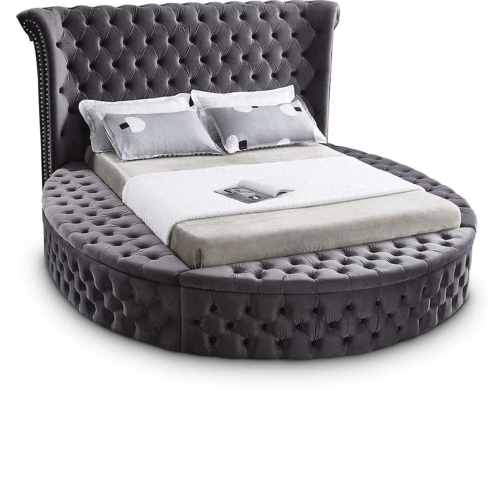 Luxus Grey Velvet Queen Bed