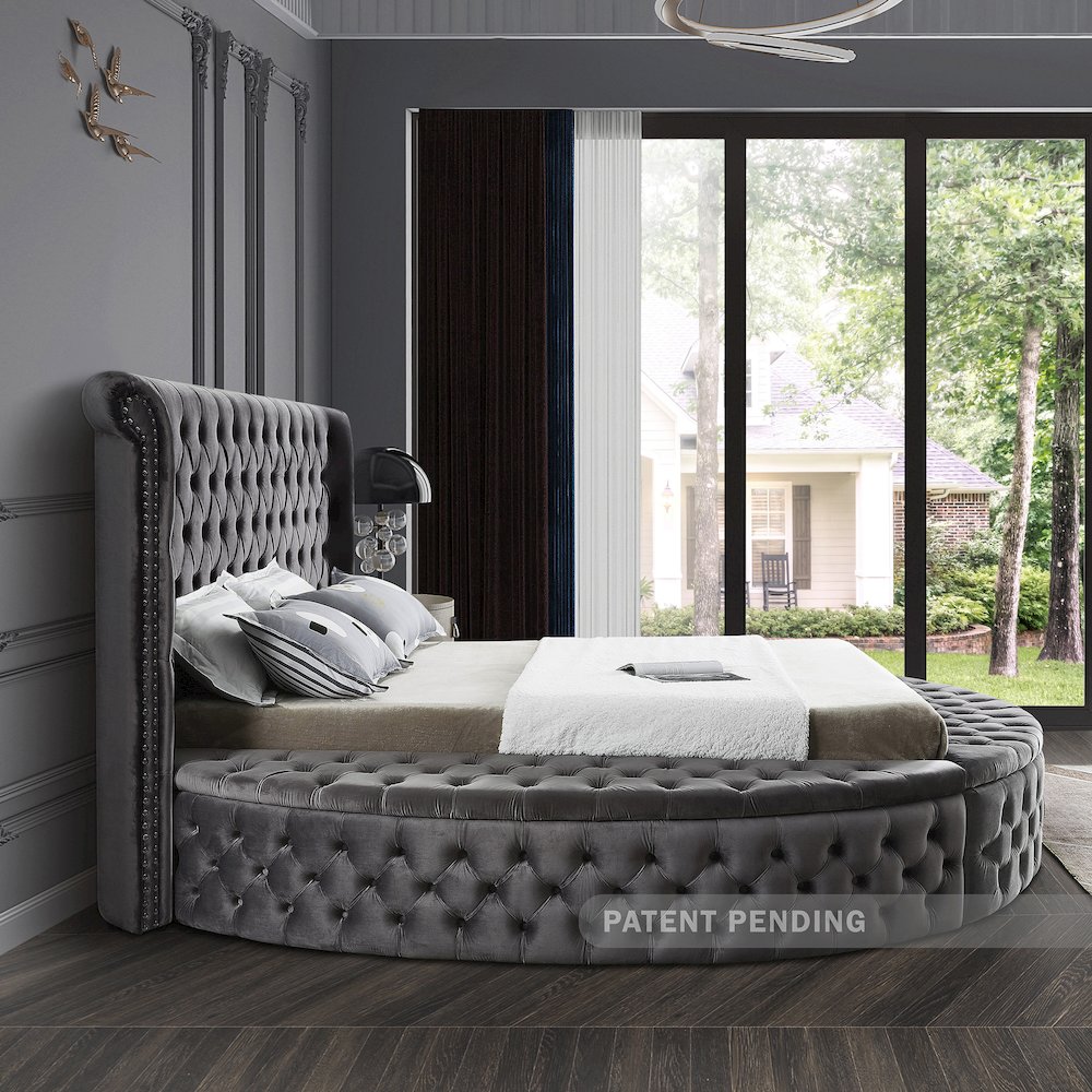 Luxus Grey Velvet Queen Bed