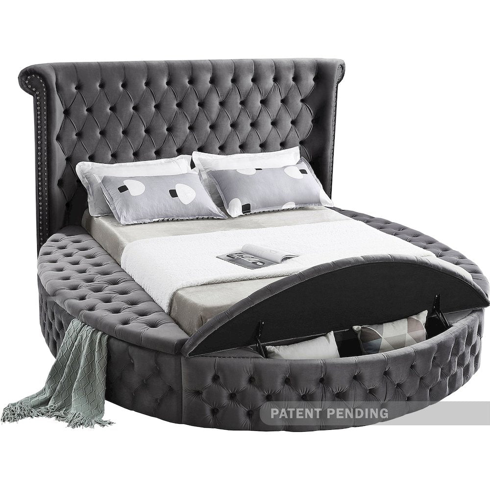 Luxus Grey Velvet Queen Bed