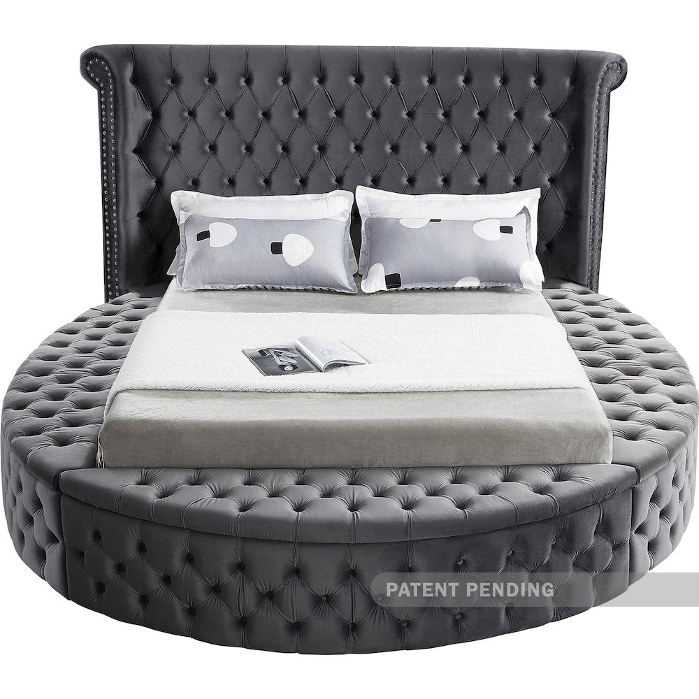 Luxus Grey Velvet Queen Bed