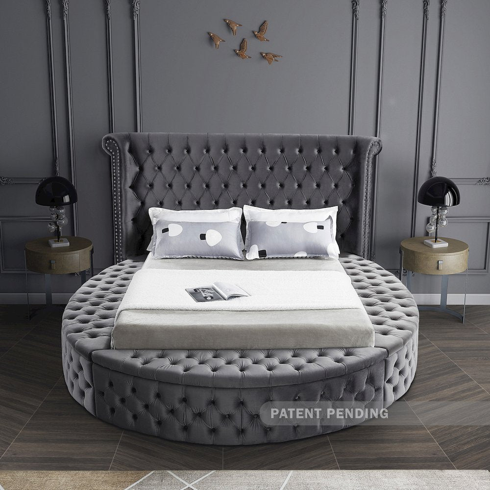 Luxus Grey Velvet Queen Bed