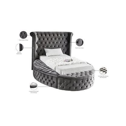 Luxus Grey Velvet Twin Bed