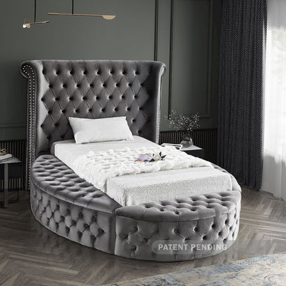 Luxus Grey Velvet Twin Bed