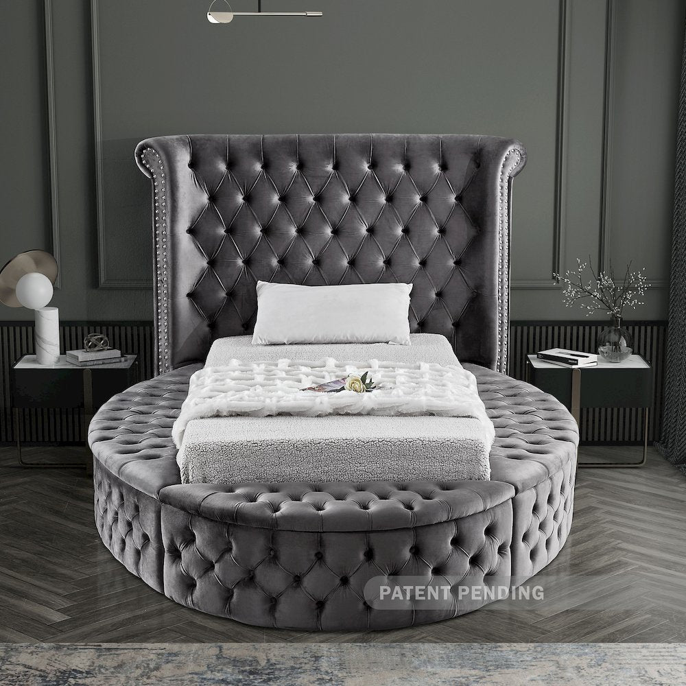 Luxus Grey Velvet Twin Bed
