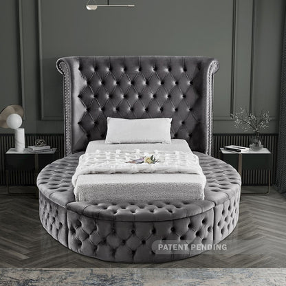 Luxus Grey Velvet Twin Bed