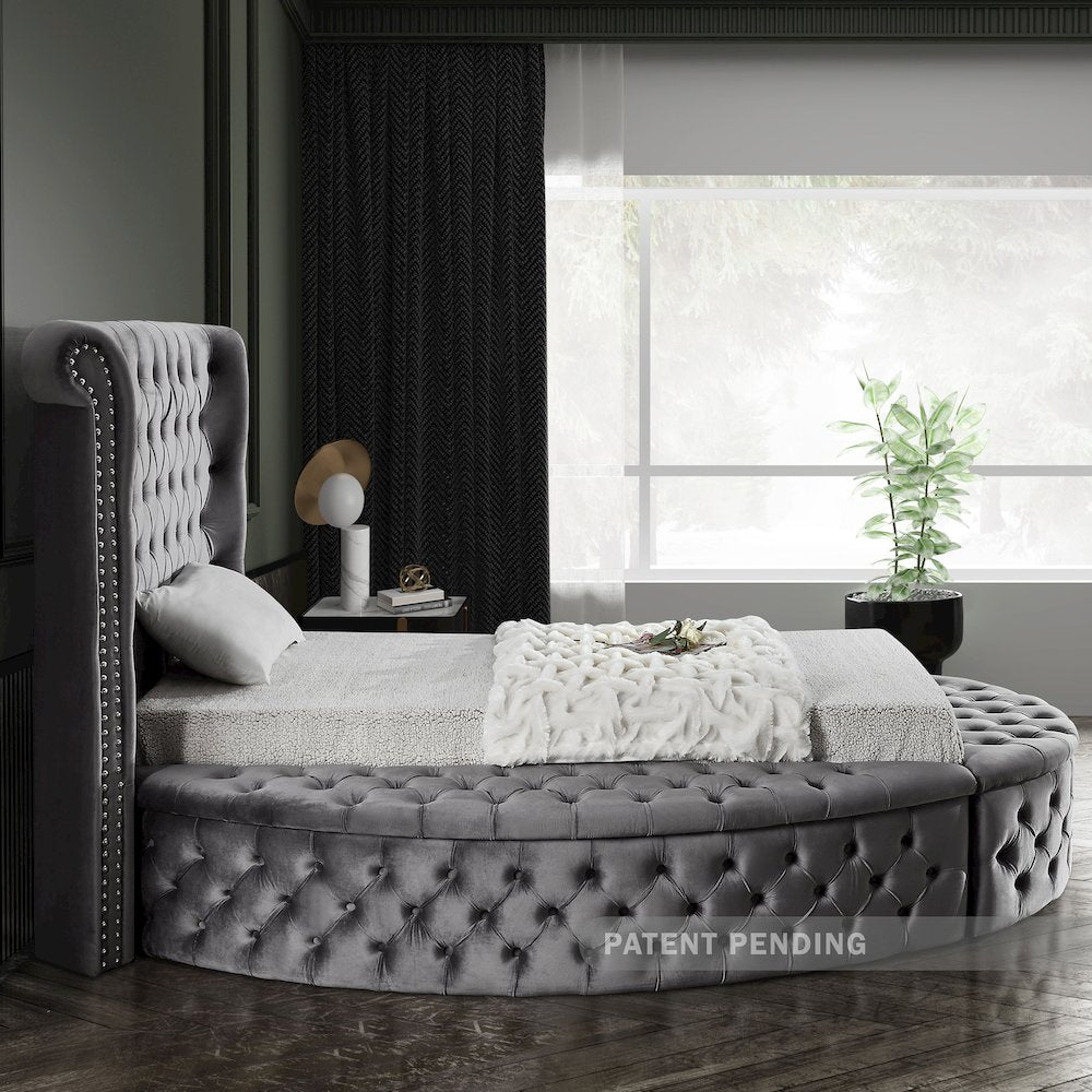 Luxus Grey Velvet Twin Bed