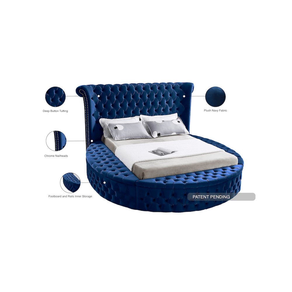 Luxus Navy Velvet Queen Bed