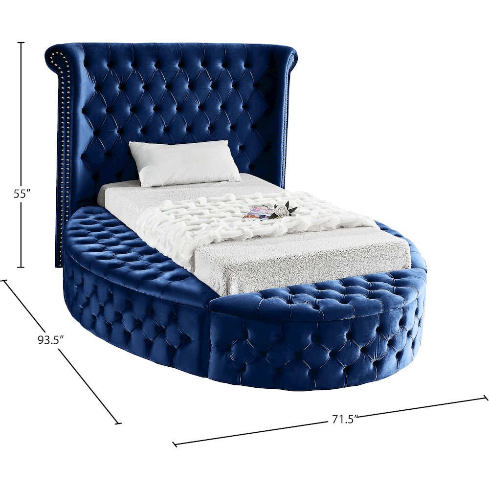Luxus Navy Velvet Twin Bed