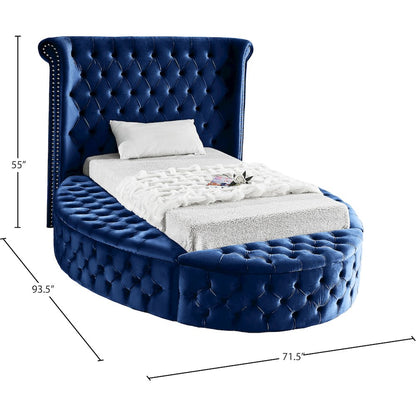 Luxus Navy Velvet Twin Bed