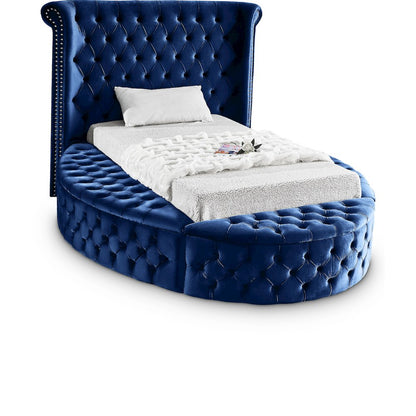 Luxus Navy Velvet Twin Bed