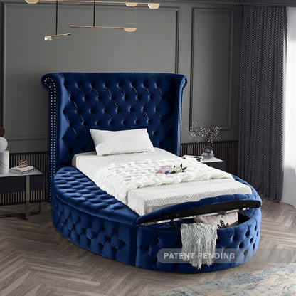 Luxus Navy Velvet Twin Bed