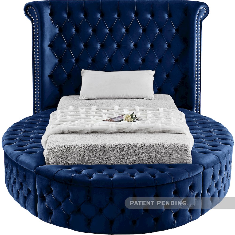 Luxus Navy Velvet Twin Bed