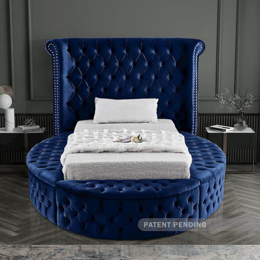 Luxus Navy Velvet Twin Bed