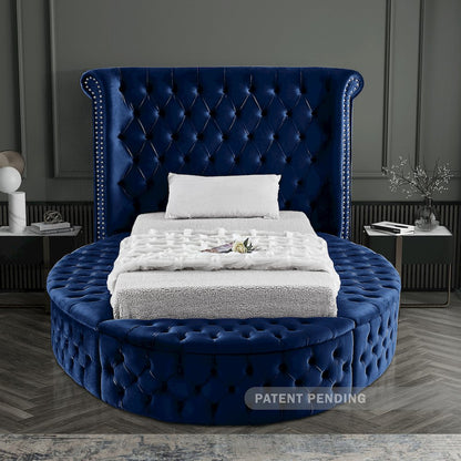 Luxus Navy Velvet Twin Bed