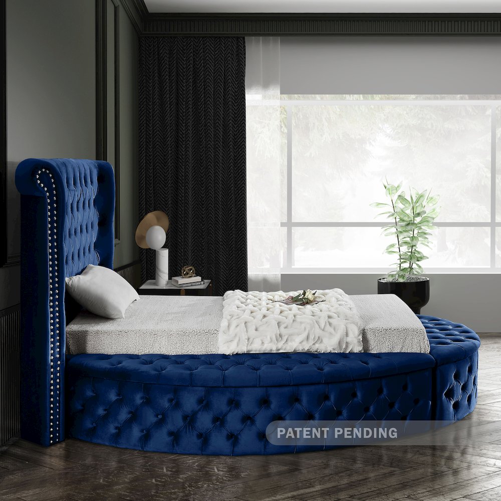 Luxus Navy Velvet Twin Bed