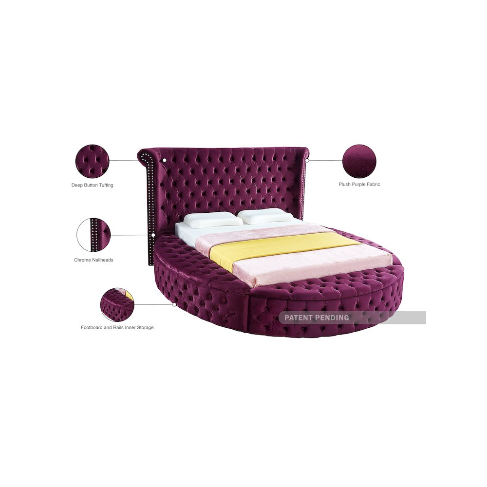 Luxus Purple Velvet King Bed