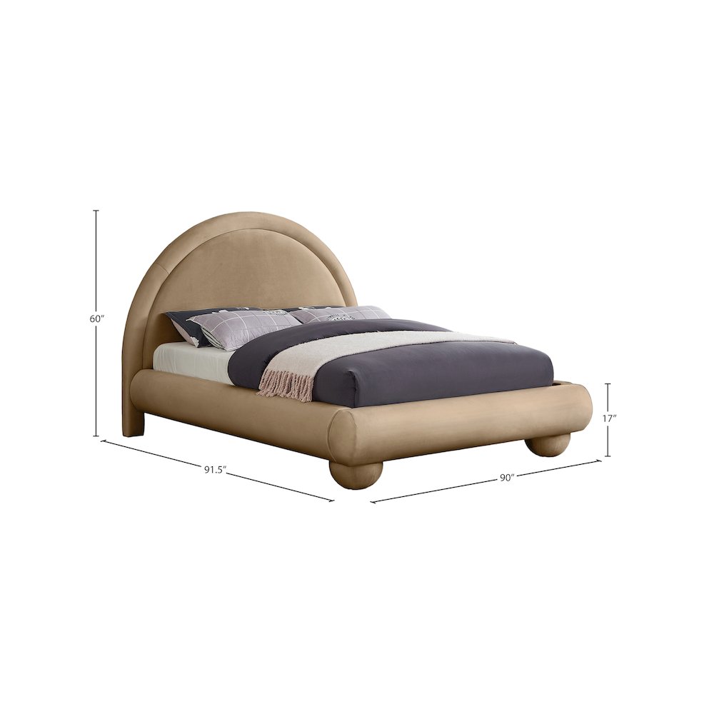 Madrid Beige Velvet King Bed