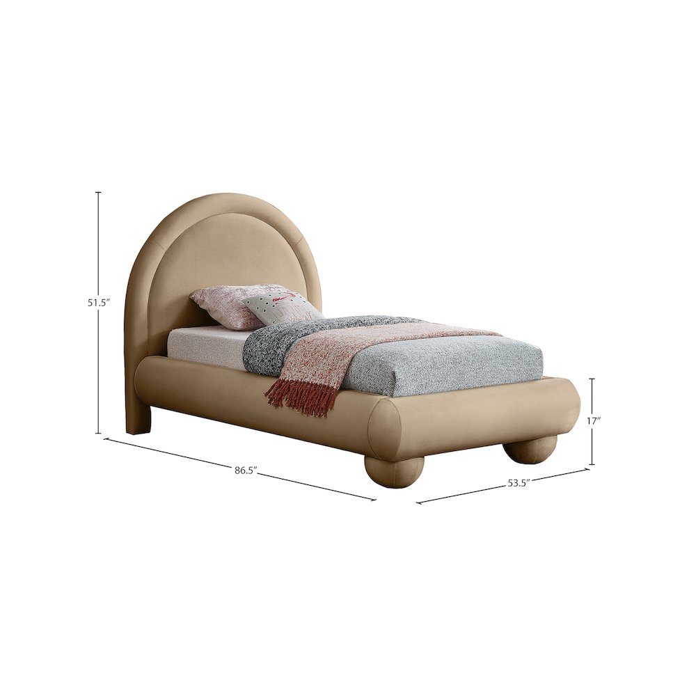 Madrid Beige Velvet Twin Bed
