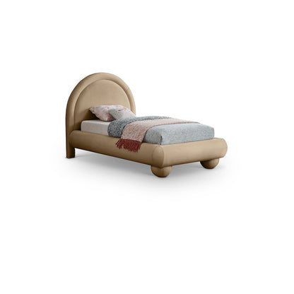 Madrid Beige Velvet Twin Bed