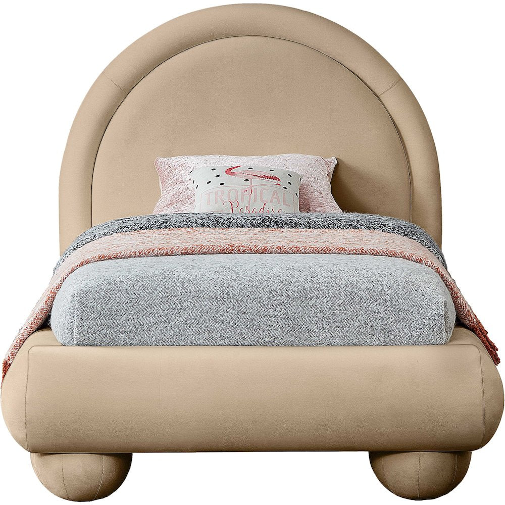 Madrid Beige Velvet Twin Bed