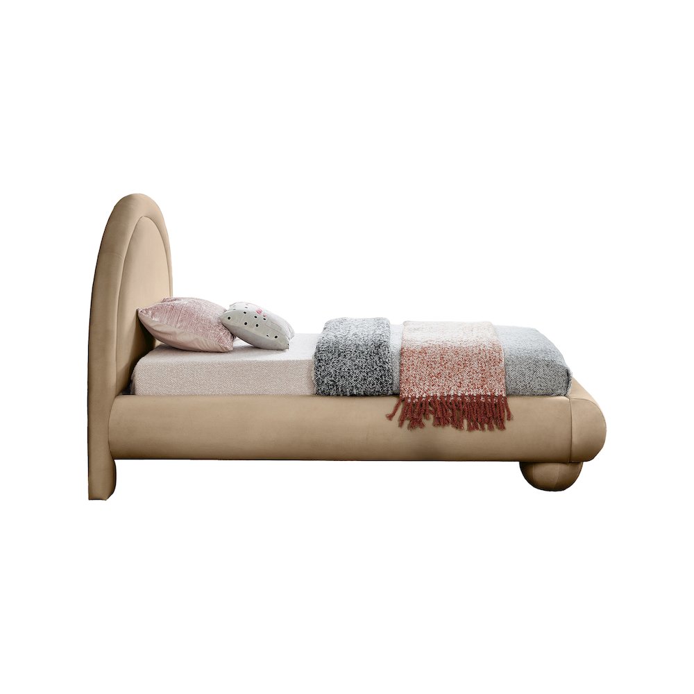 Madrid Beige Velvet Twin Bed
