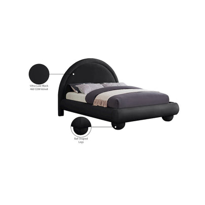 Madrid Black Velvet Queen Bed