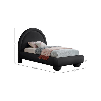 Madrid Black Velvet Twin Bed