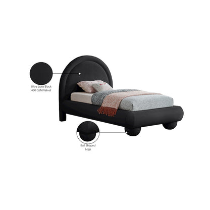 Madrid Black Velvet Twin Bed