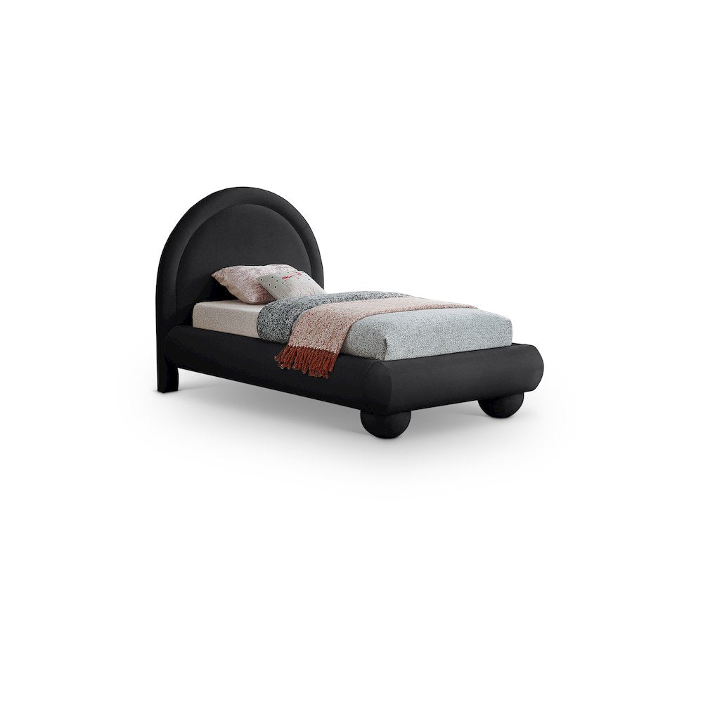 Madrid Black Velvet Twin Bed