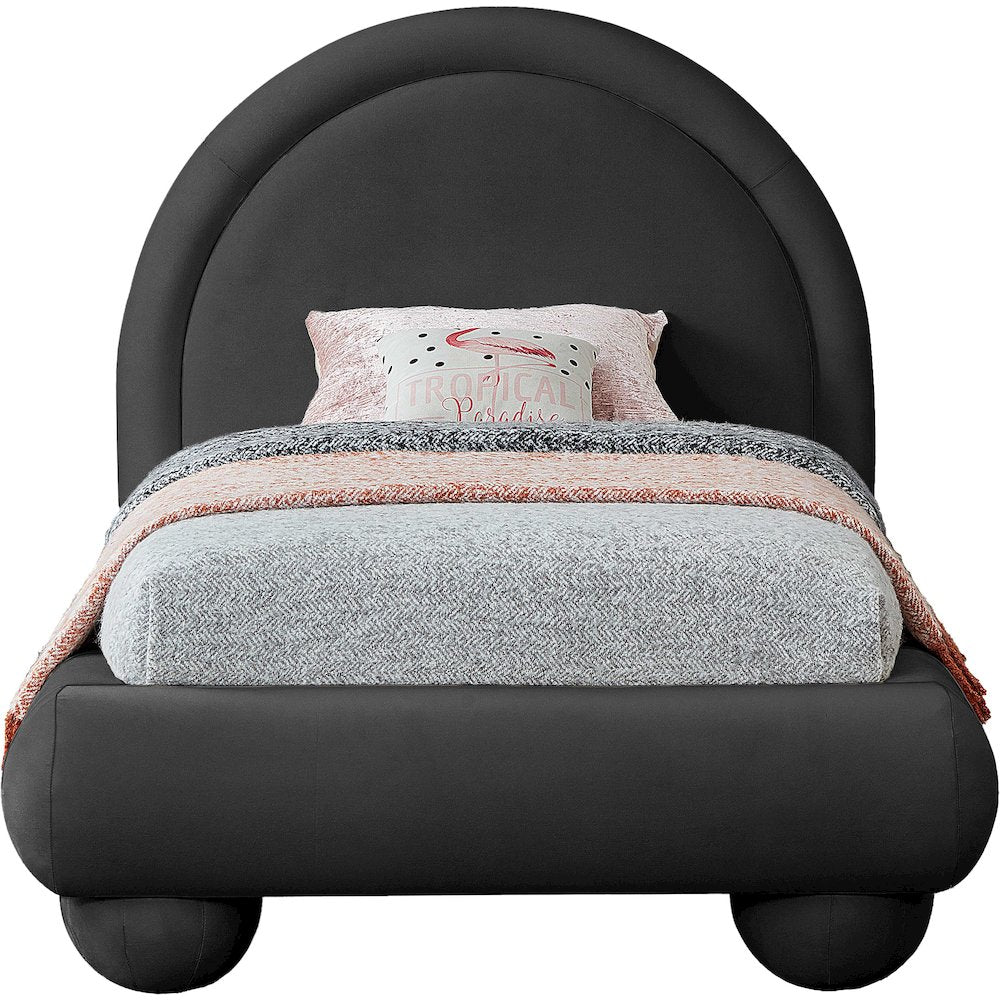 Madrid Black Velvet Twin Bed