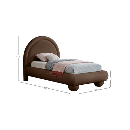 Madrid Brown Velvet Twin Bed