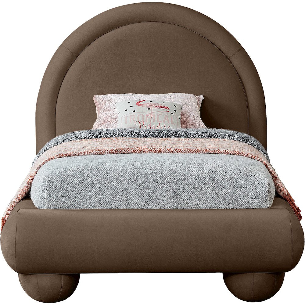 Madrid Brown Velvet Twin Bed