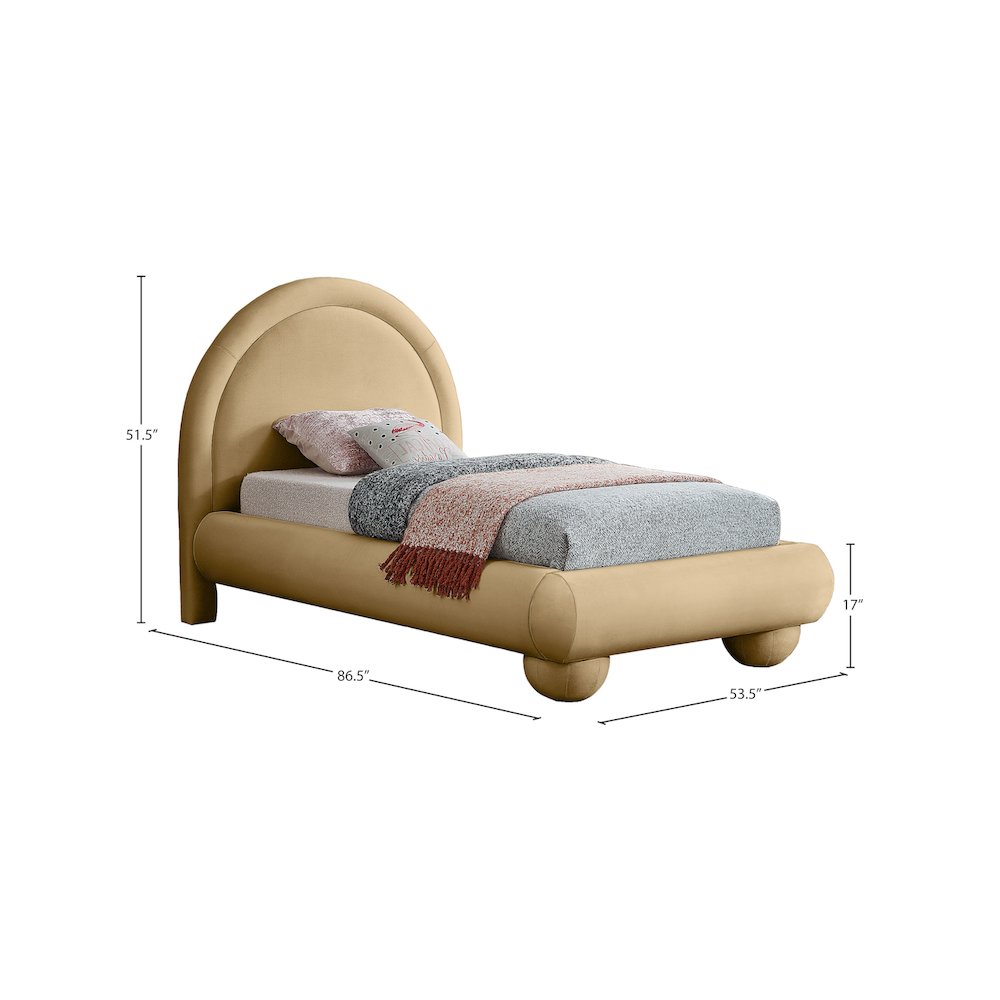 Madrid Camel Velvet Twin Bed