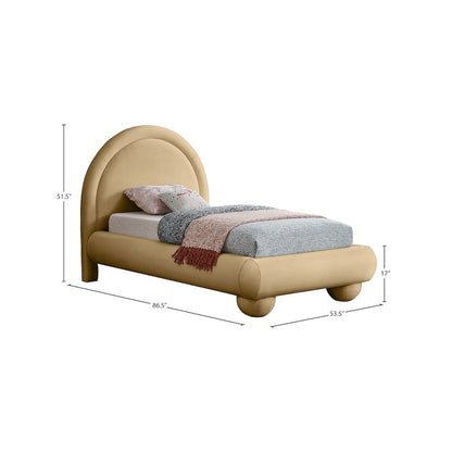 Madrid Camel Velvet Twin Bed
