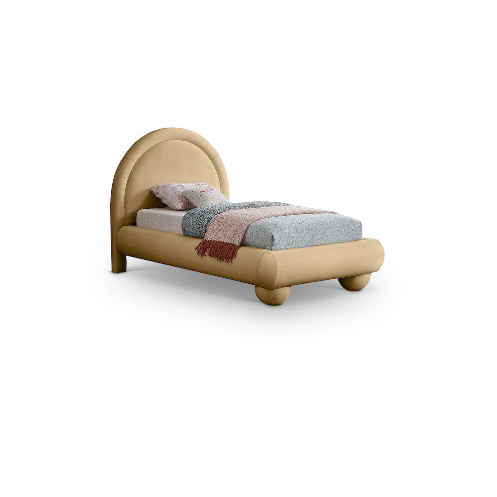 Madrid Camel Velvet Twin Bed
