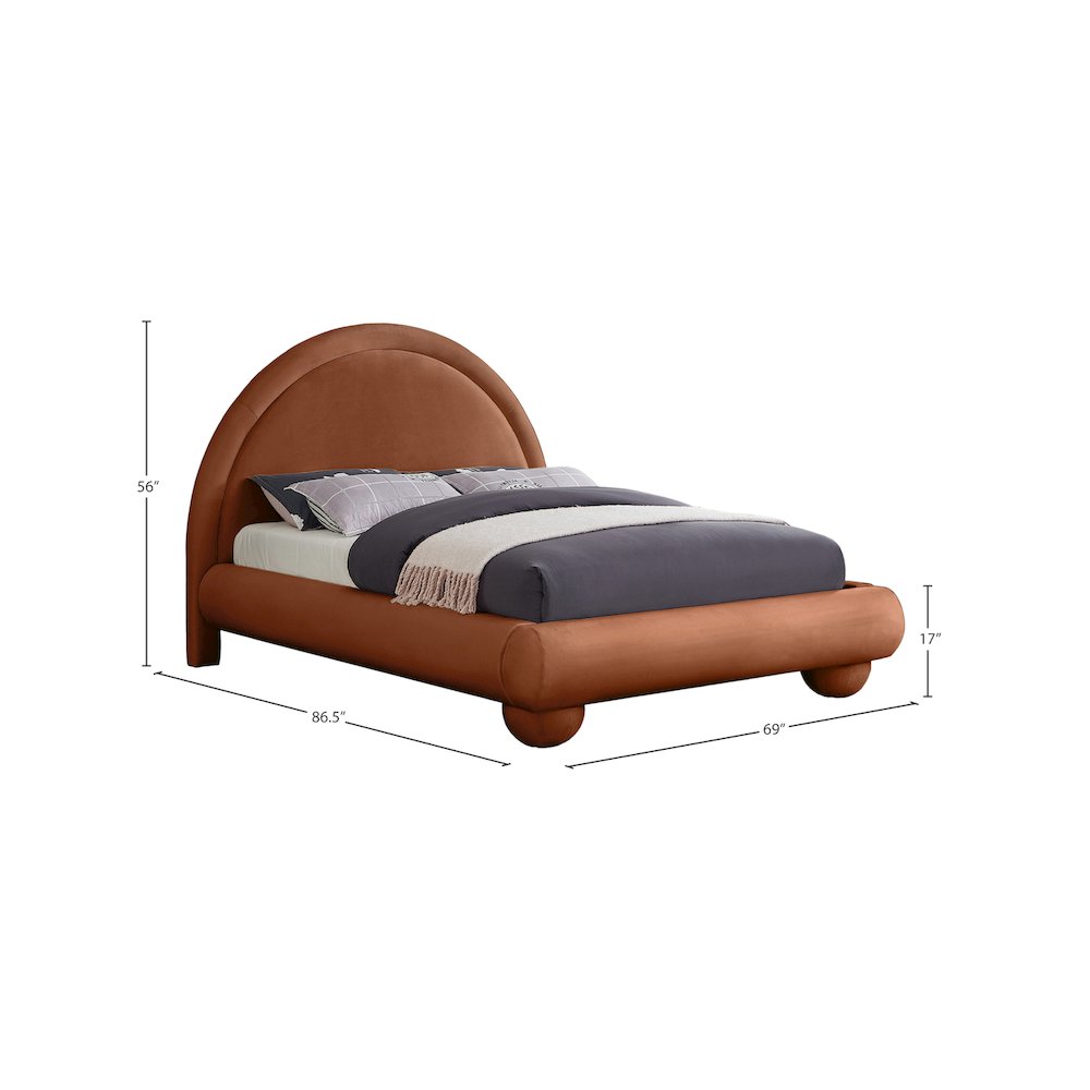 Madrid Cognac Velvet Full Bed