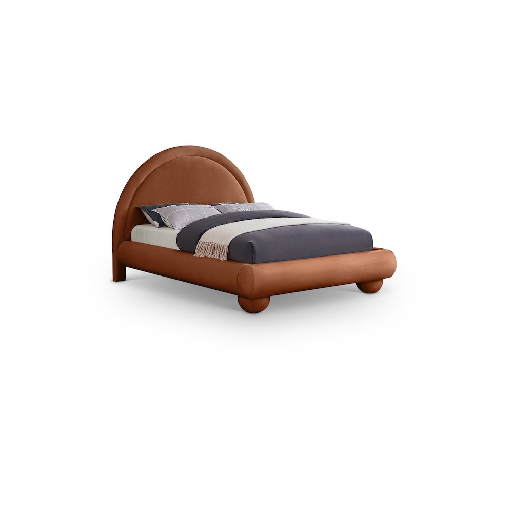Madrid Cognac Velvet Full Bed